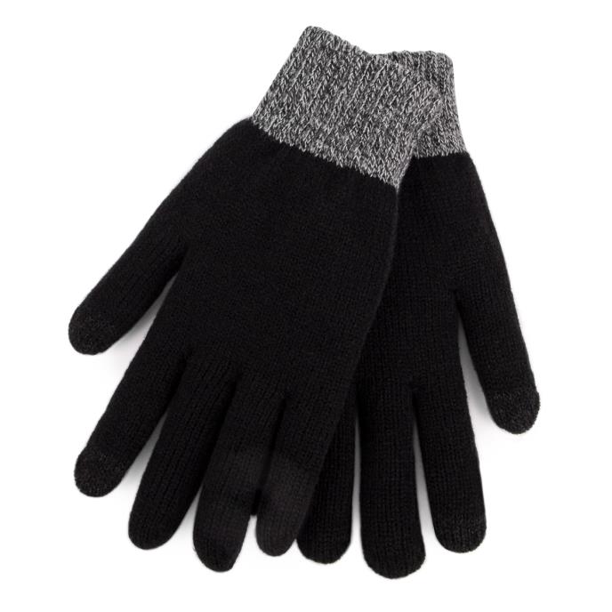 totes Mens Stretch Knitted SmarTouch Gloves With Brushed Inner Black Extra Image 2